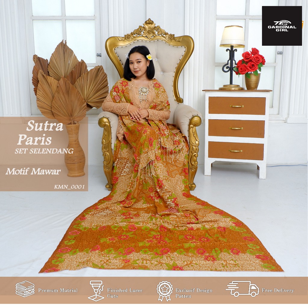 Sarung Selendang Batik Pekalongan_Paket Lembaran Kamen & Selendang Bahan Premium ATBM Bawahan Wanita