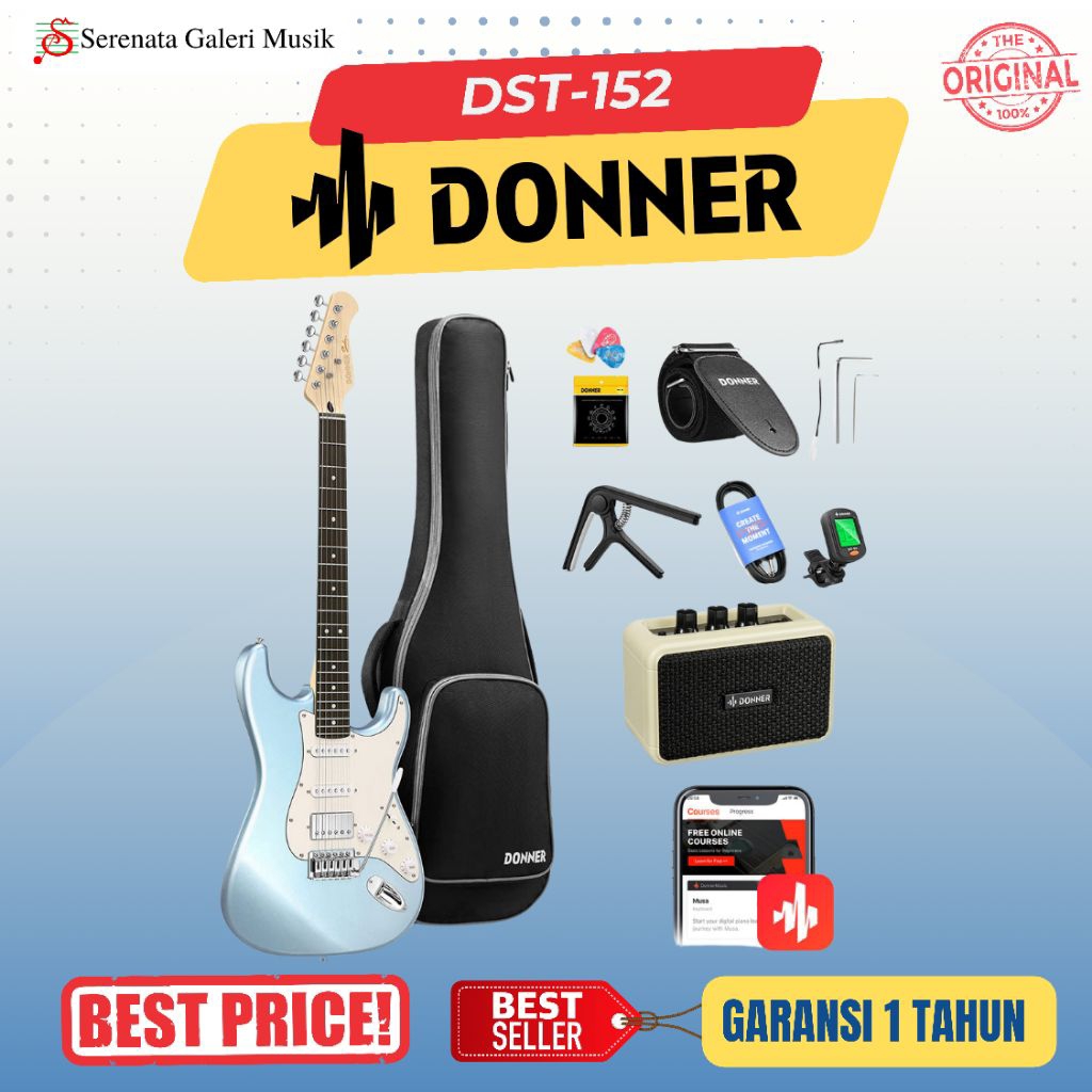 Donner DST-152R Electric Guitar - Gitar Elektrik DST 152 Blue