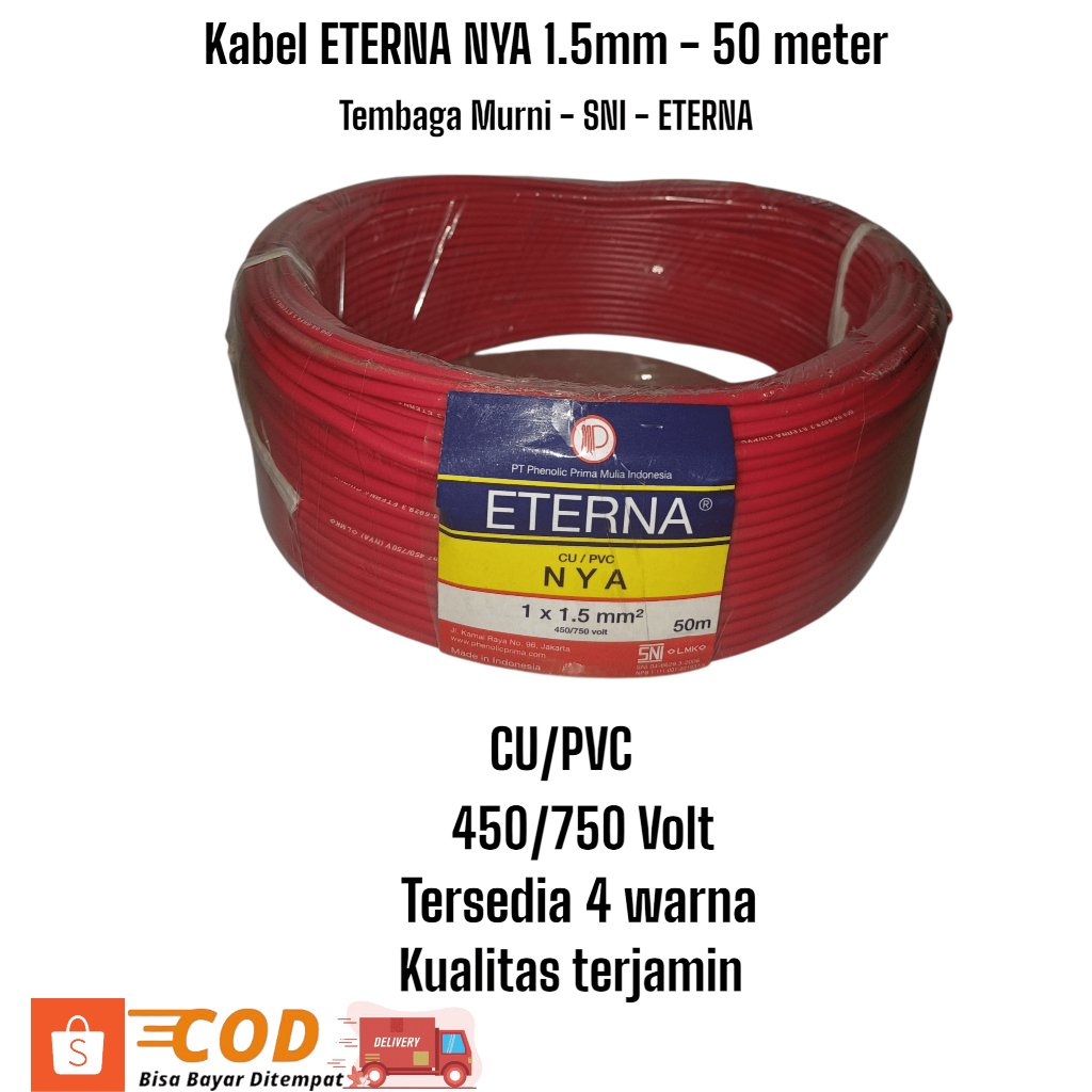 Kabel Eterna NYA 1,5MM Panjang 50 M