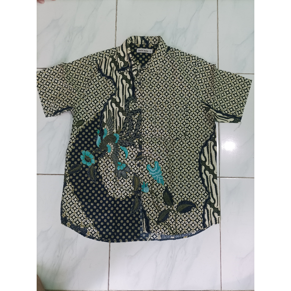 Kemeja Batik Lengan Pendek Pria - Hijau Tua