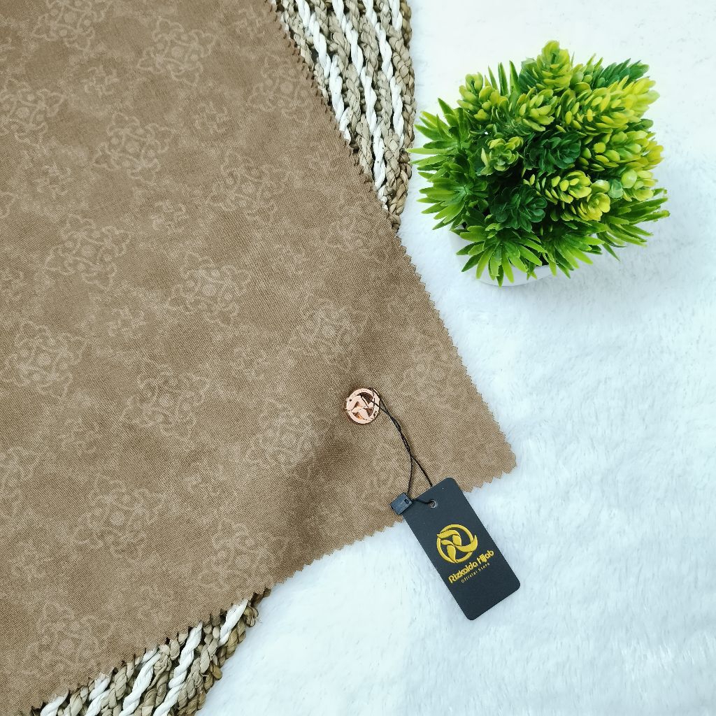 RIZKAIDA HIJAB MOTIF NASHMIA PRINTING WARNA MOCCA [A0012] LOGO BESI ALOY KERUDUNG UKURAN SYARI 120x1