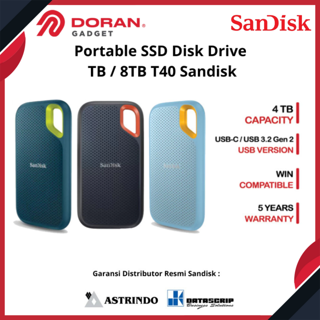 Sandisk Portable SSD Desk Drive 4TB / 8TB  T40 Extreme Portable SSD External SSD