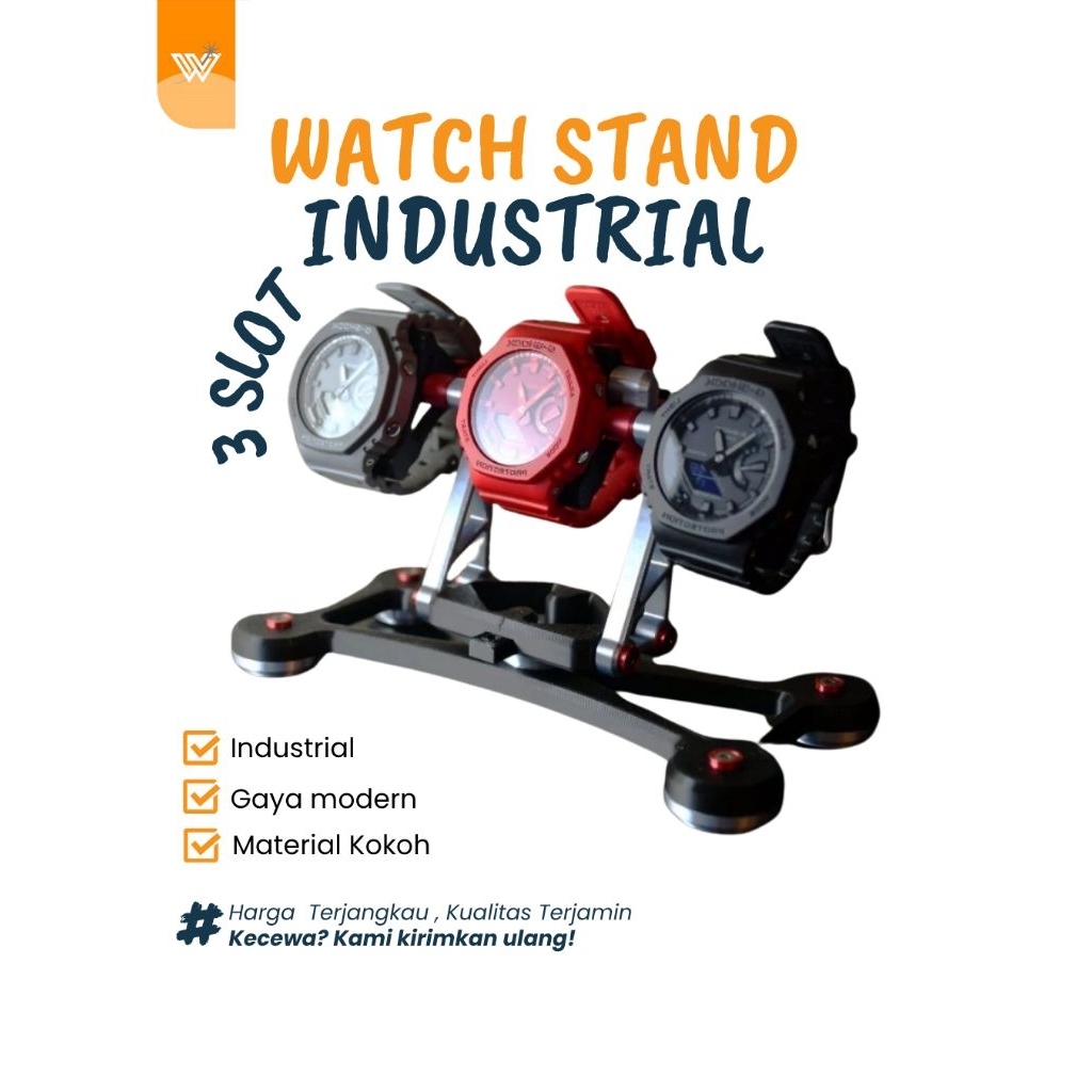 Watch Stand Industrial Muat 3 Jam – Dudukan Jam Tangan Bergaya Modern dan Industrial