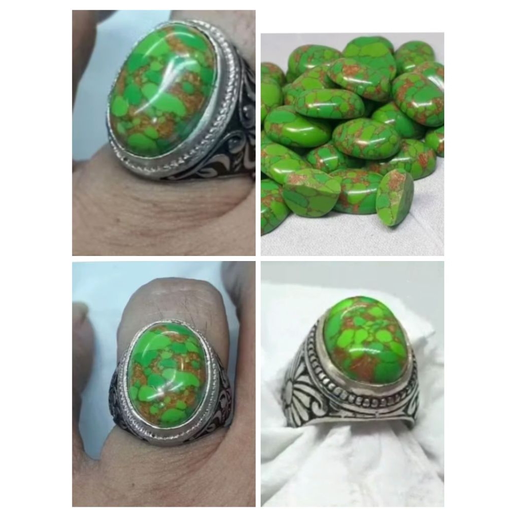 CINCIN BATU PIRUS MESIR HIJAU URAT EMAS NATURAL