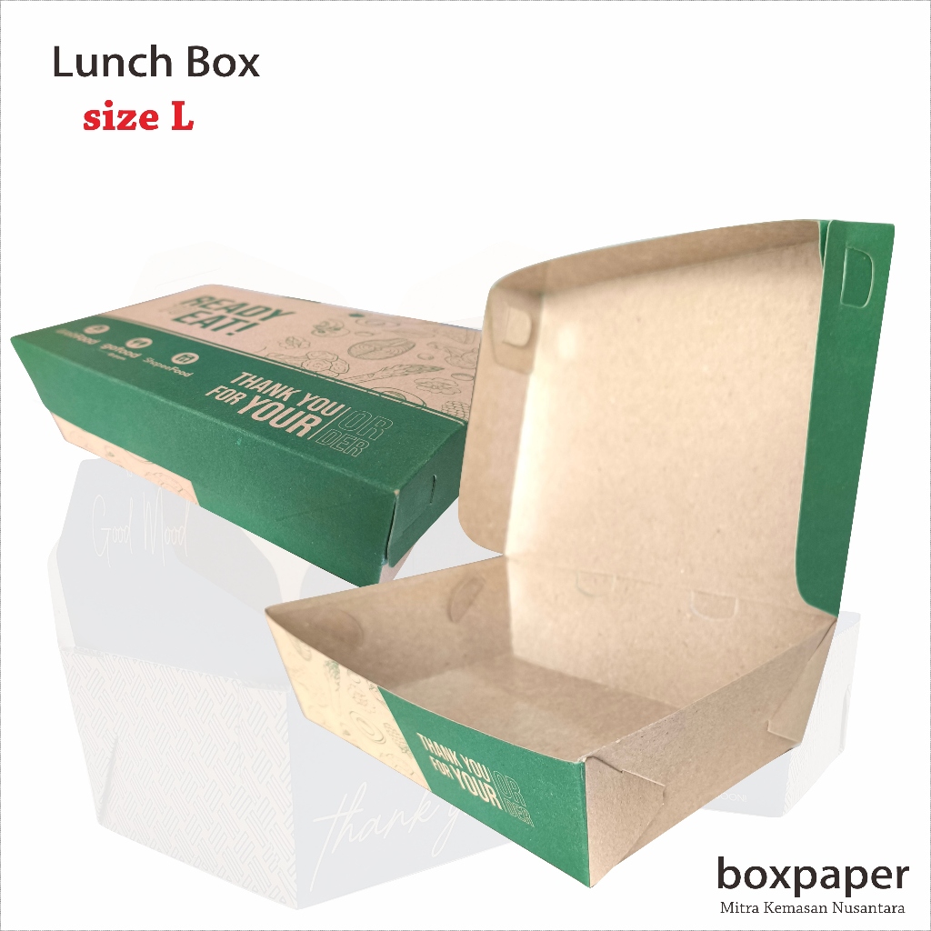 Paper Lunch Box size( L) Kertas Kemasan kraft Ivory putih Laminasi Makanan Ayam Geprek Goreng Penyet