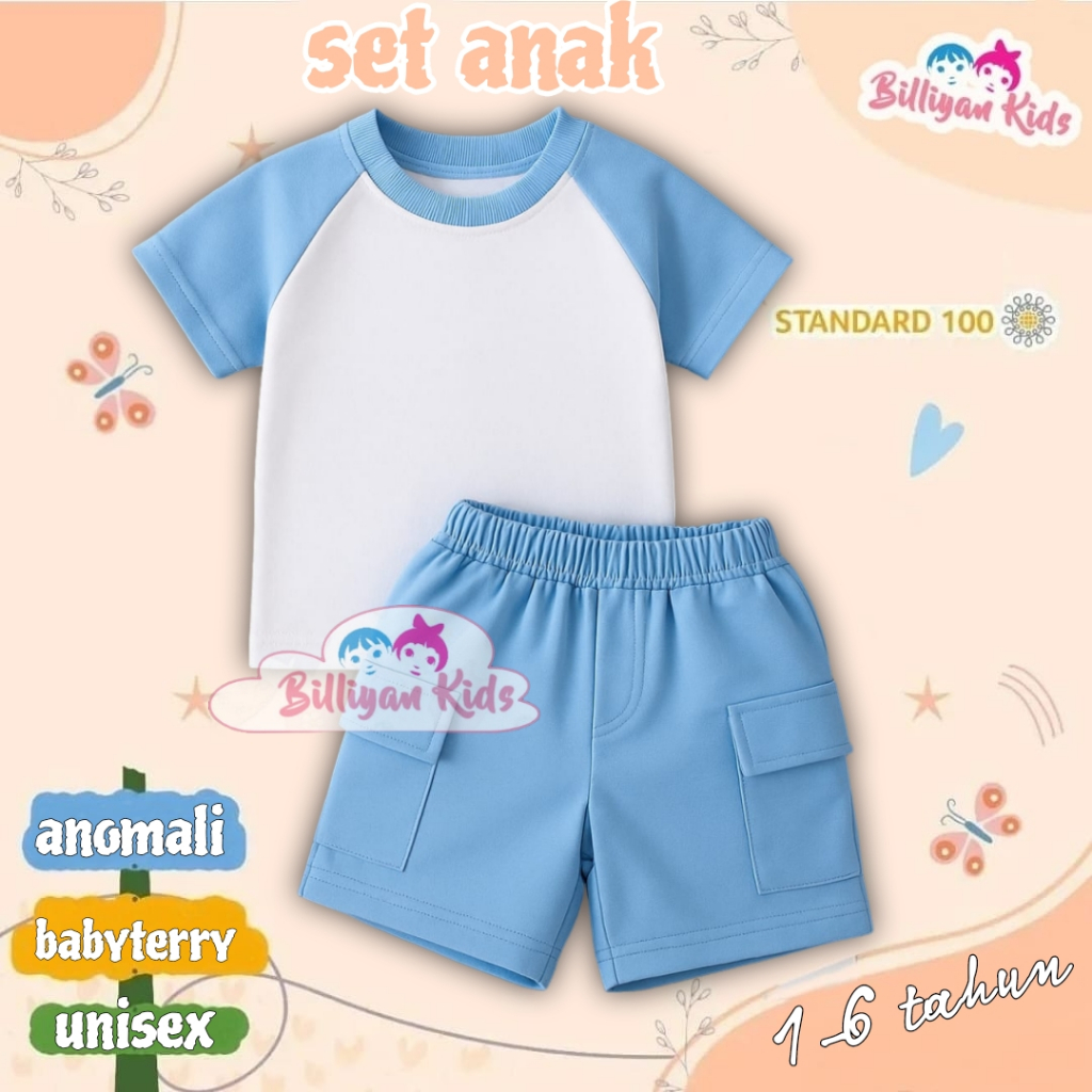 SETELAN ANAK LAKI LAKI 1-6 TAHUN BAJU ANAK LAKI LAKI PEREMPUAN REGLAN POLOS SET BAJU ANAK