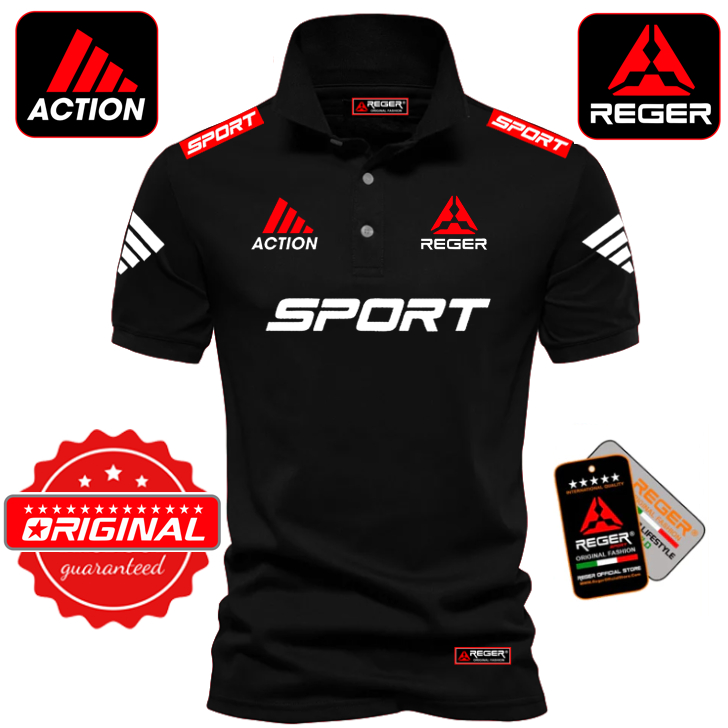 POLO SABLON REGER ACTION SPORT DADA LOGO SABLON WHITE Pakaian Baju Kaos Laki Laki Dewasa / Baju Dist