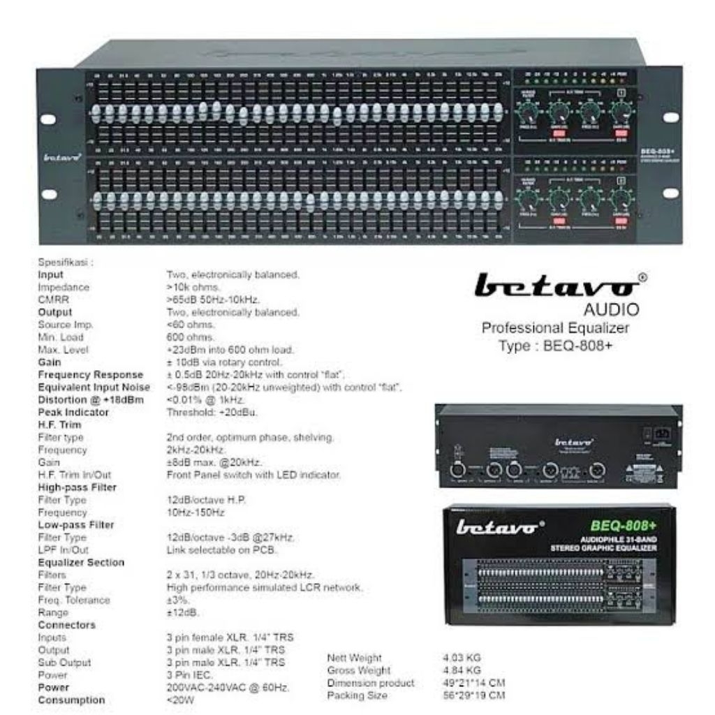 EQUALIZER BETAVO BEQ-808+ PROFESIONAL  EQUALIZER BETAVO BEQ-808+
