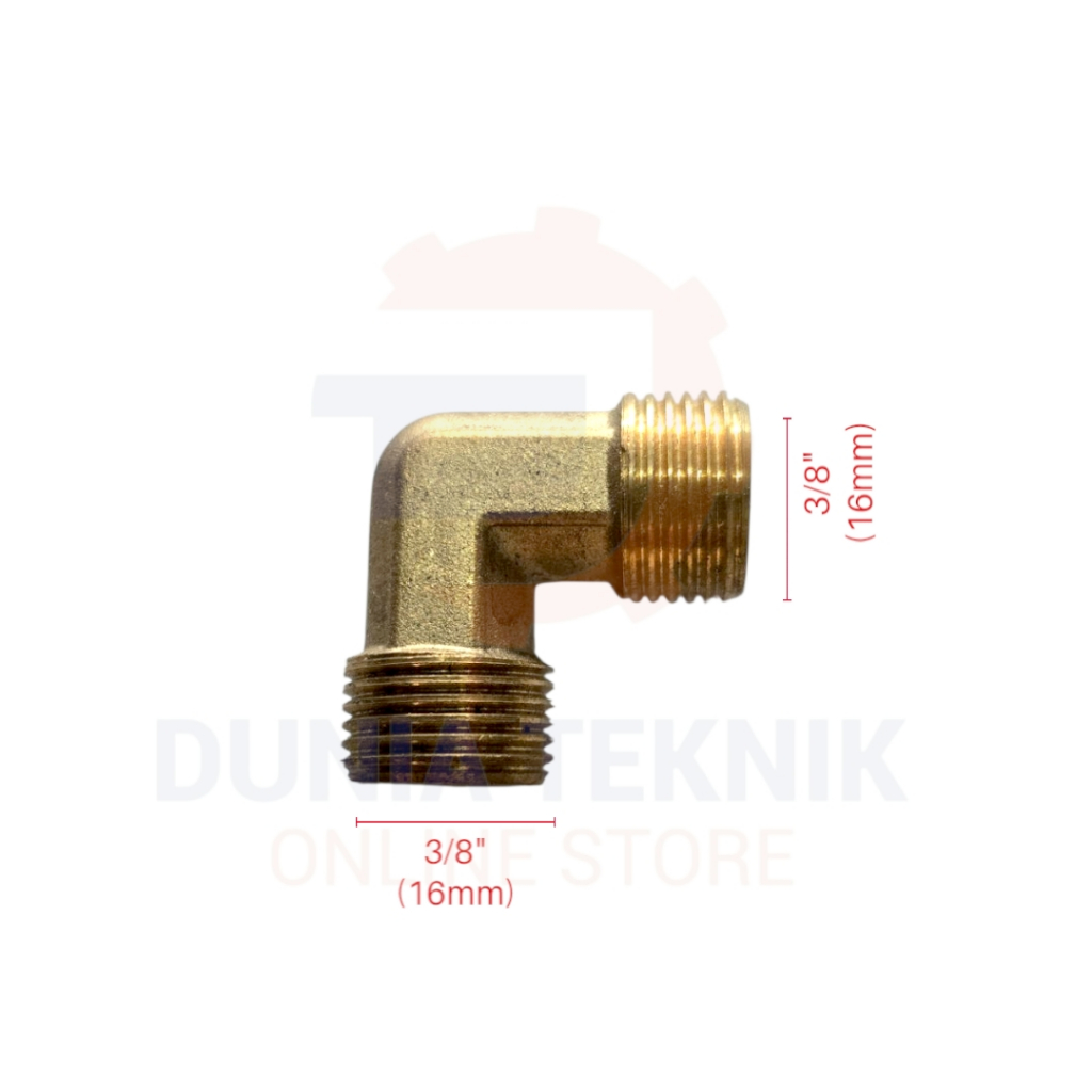 Elbow Kompresor 3/8" Kuningan Drat Luar TAIWAN - Nepel L Kompressor Knee Male 3/8 Inch