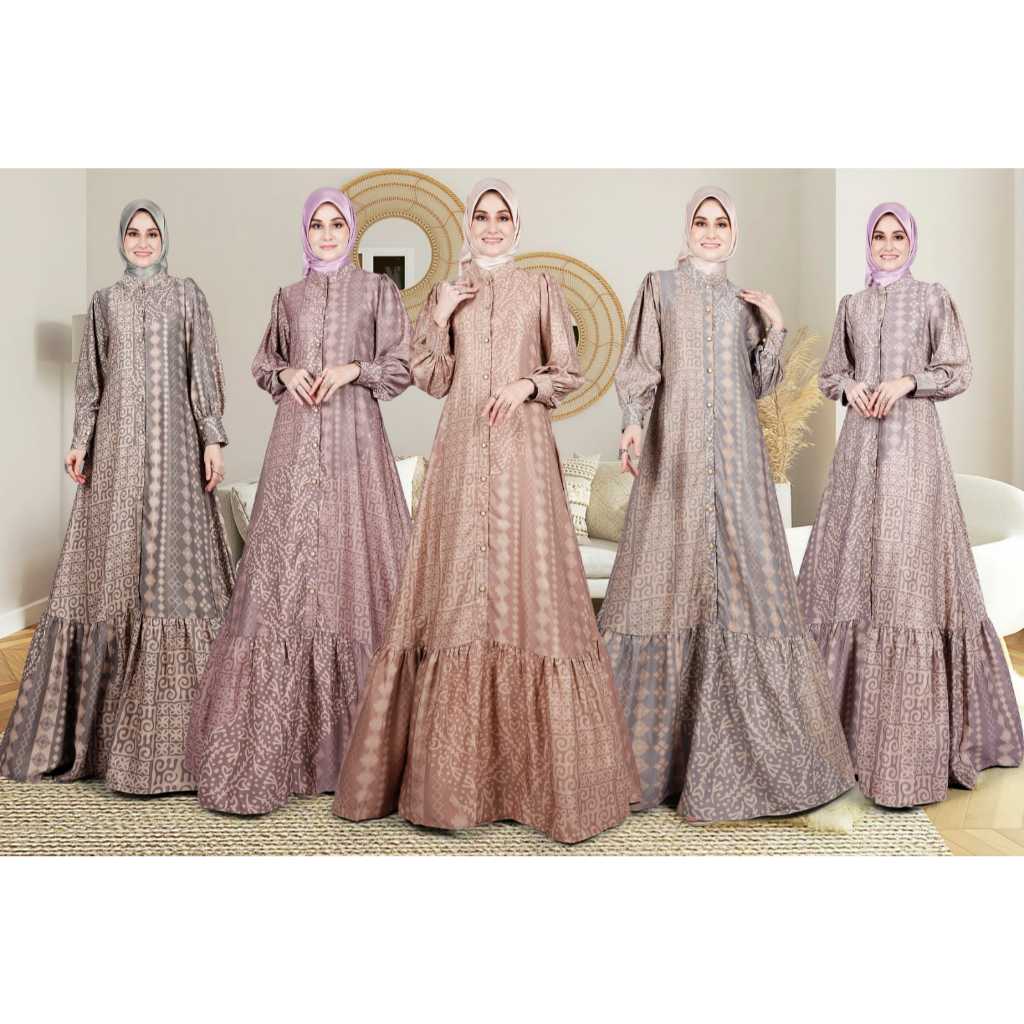 dress motif  batik mewah dan elegan no hijab