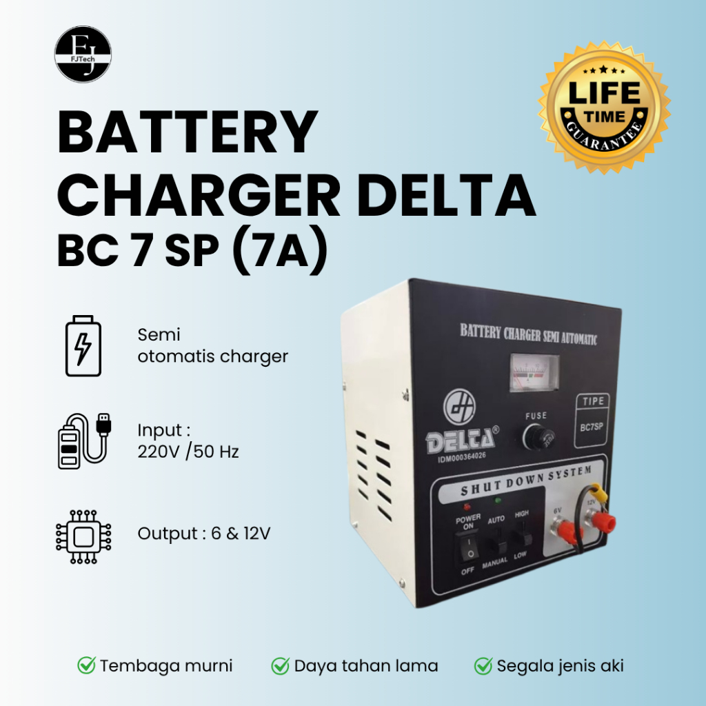 DELTA BC 7 SP | Battery Charger Accu/ Cas Aki Semi Otomatis | Tembaga Murni