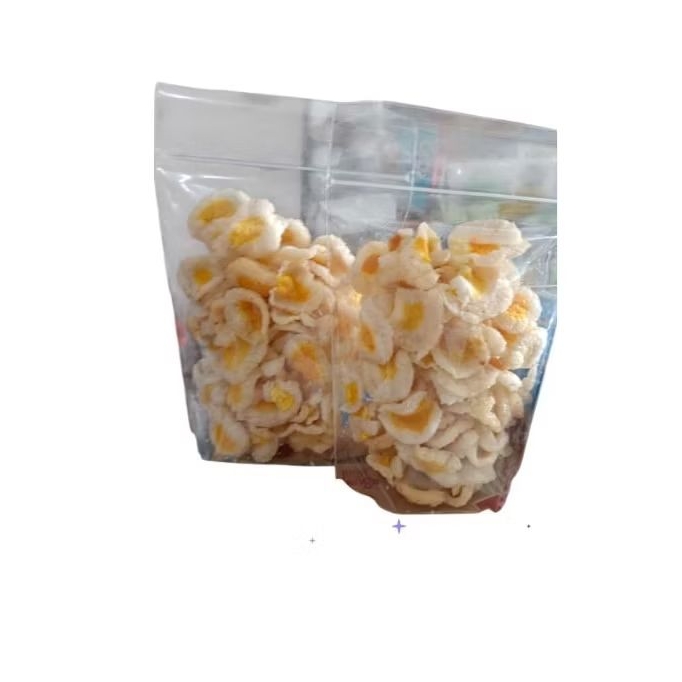 

Kerupuk telur asin renyah gurih enak kemasan pouch berat kurleb 80gr