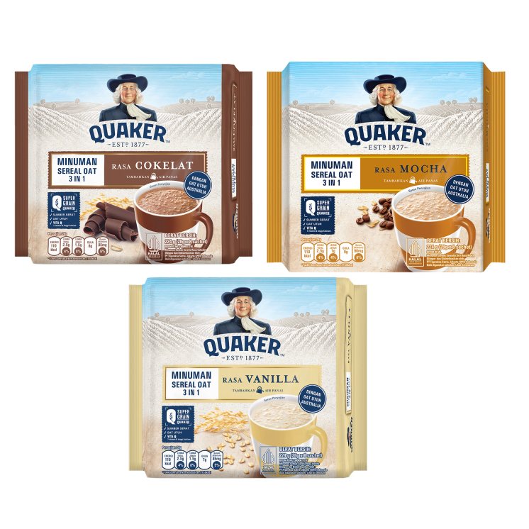 

Quaker Oats 3 in 1 Minuman Sereal Bag 8 x 28 g