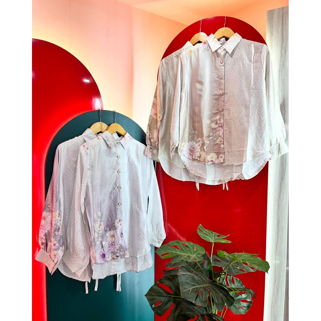 Camea Blouse Satin Motif (112235)