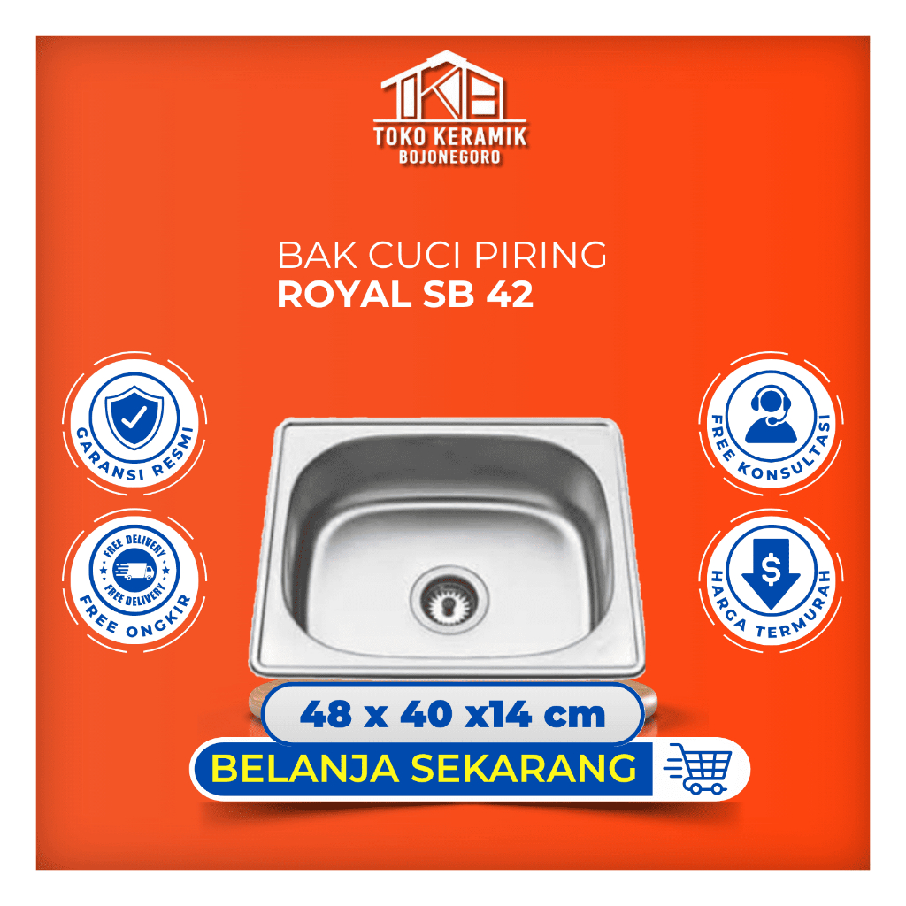 Bak Cuci Piring Sink Stainless Kitchen Set aestetic Royal SB 42 1 Lubang