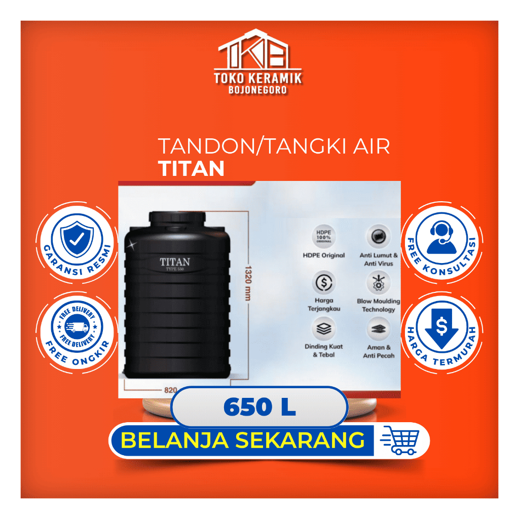 Tandon Tangki Toren Air Halal titan 650 L
