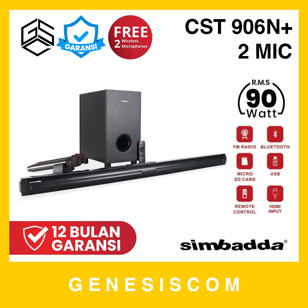 Soundbar SIMBADDA CST 906N+ Altes Bass Speaker TV Wireless Bluetooth - FREE 2 MIC - Sound System Bar