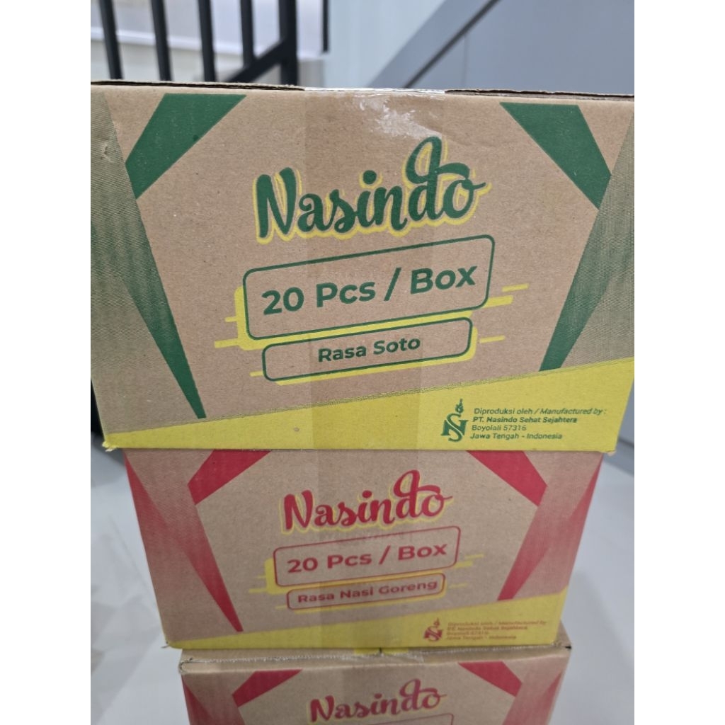 

1 Karton isi 20 Pcs NASINDO Nasi Berbumbu Siap Saji Rasa Nasi Goreng / Soto