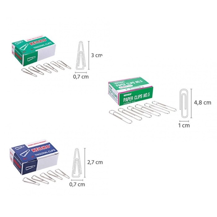 

Paper Trigonal Clip Klip Penjepit Kertas Joyko No. 1, No. 3, No. 5 Eceran