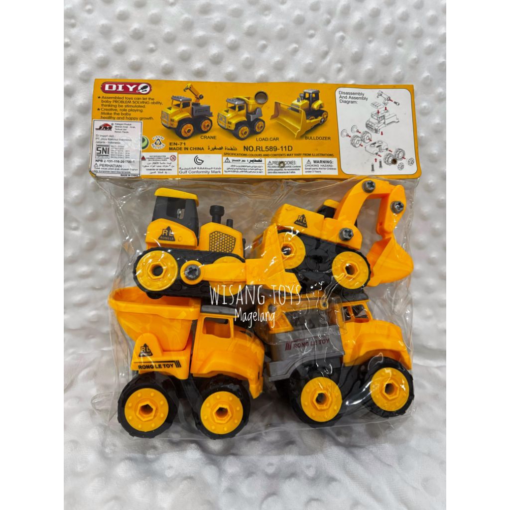mainan alat berat set isi 4 pcs excavator molen dump truk alat berat mainan lengkap