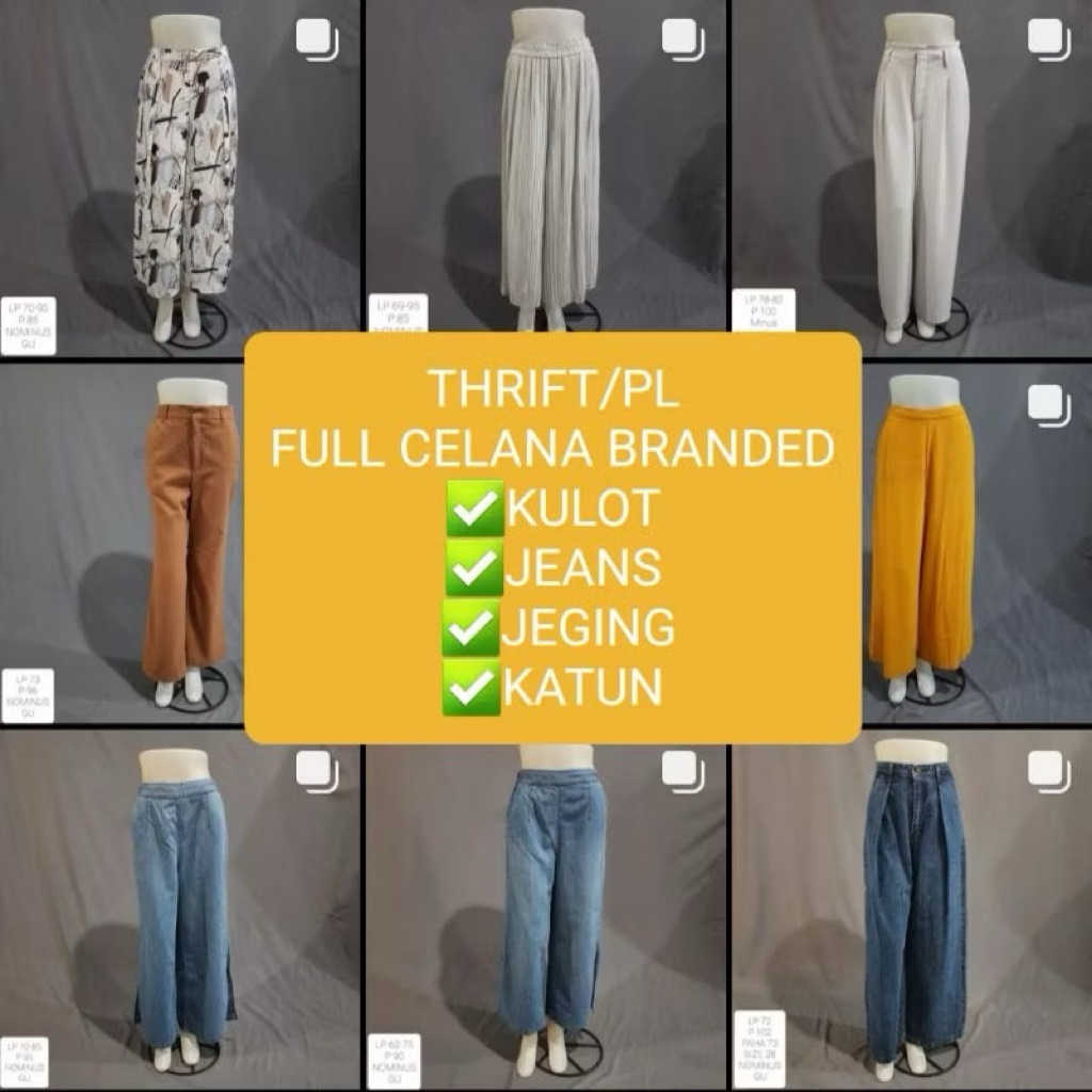 CELANA PREMIUM FULL BRAND WANITA / CELANA KULOT / CELANA PINGGANG KARET UNIQLO / CELANA PANJANG