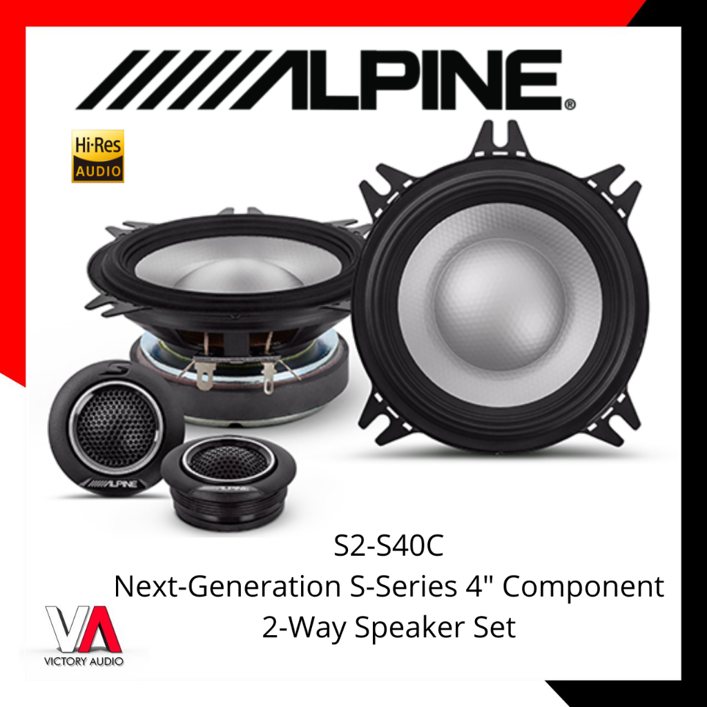 Speaker 2 Way Alpine S2-S40C 4 Inch Component 2 Way Speaker
