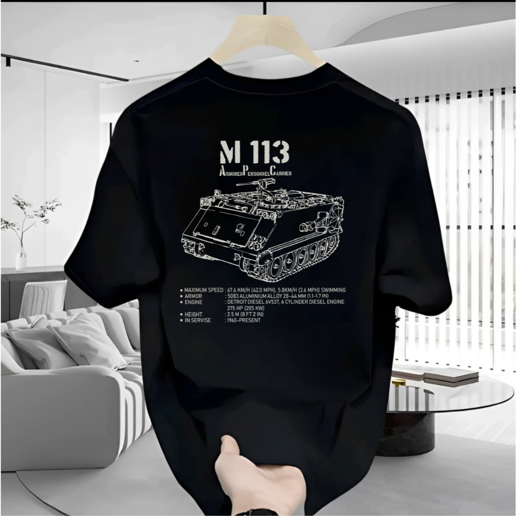 KAOS REGULER DISTRO UNISEX, MOTIF ARMY APC M113, PRINT DTF PREMIUM ANTI KRACK BAHAN LEMBUT NYAMAN DI