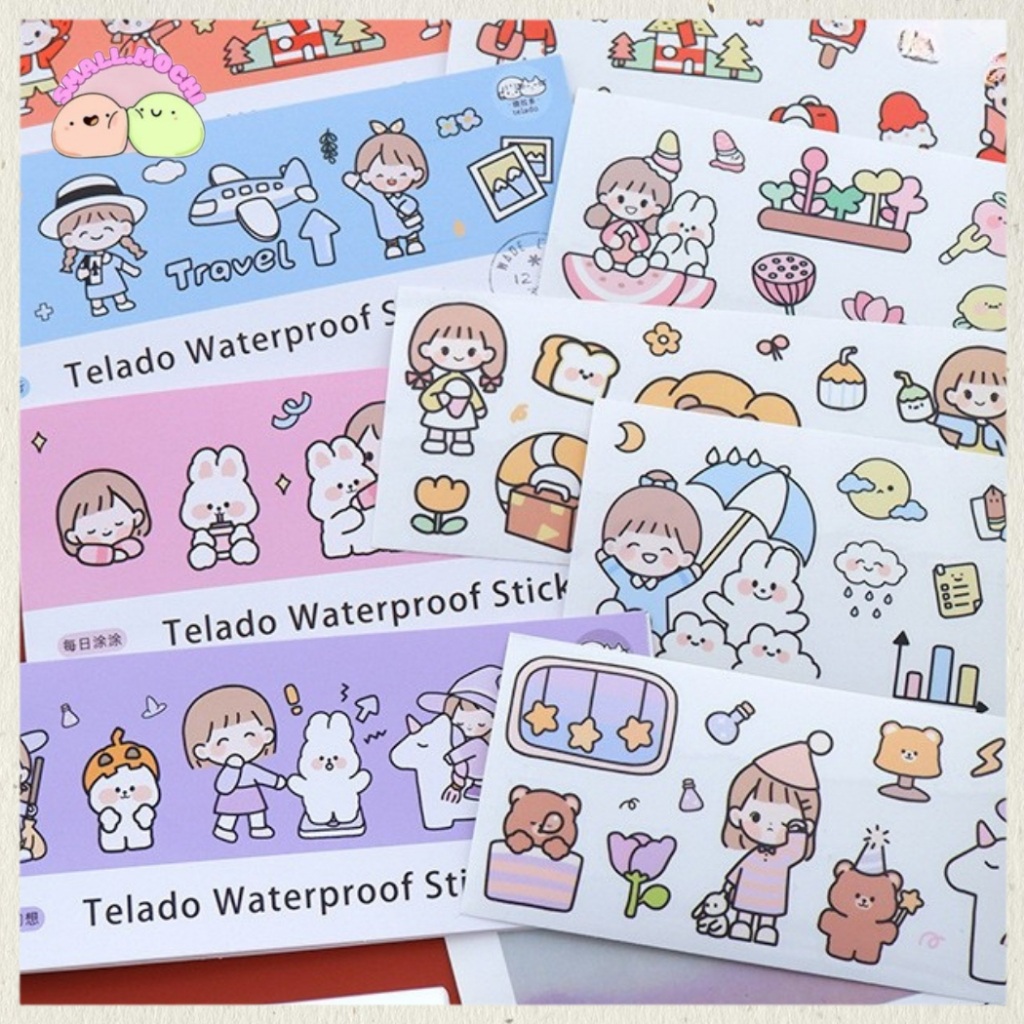 

1 PACK Stiker Pack 4 Lembar Decor Notebook Diarybook Laptop Casing Hp Botol Minum TLD06