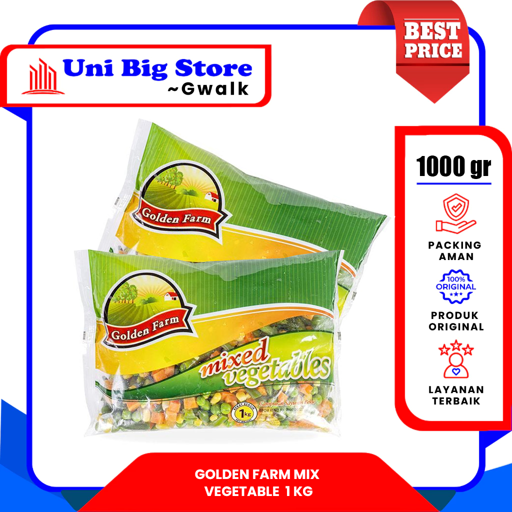 

GOLDEN FARM MIX VEGETABLES SAYUR WORTEL JAGUNG - 1 kg 1000 gr