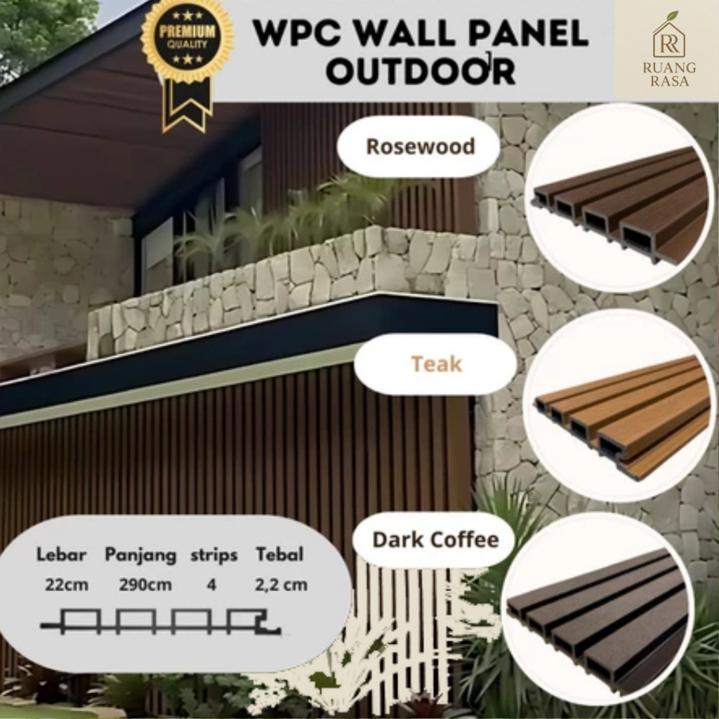 WPC Outdoor Wood Panel Kisi Kisi WallPanel Outdoor Dinding /Pagar / Exterior Rumah