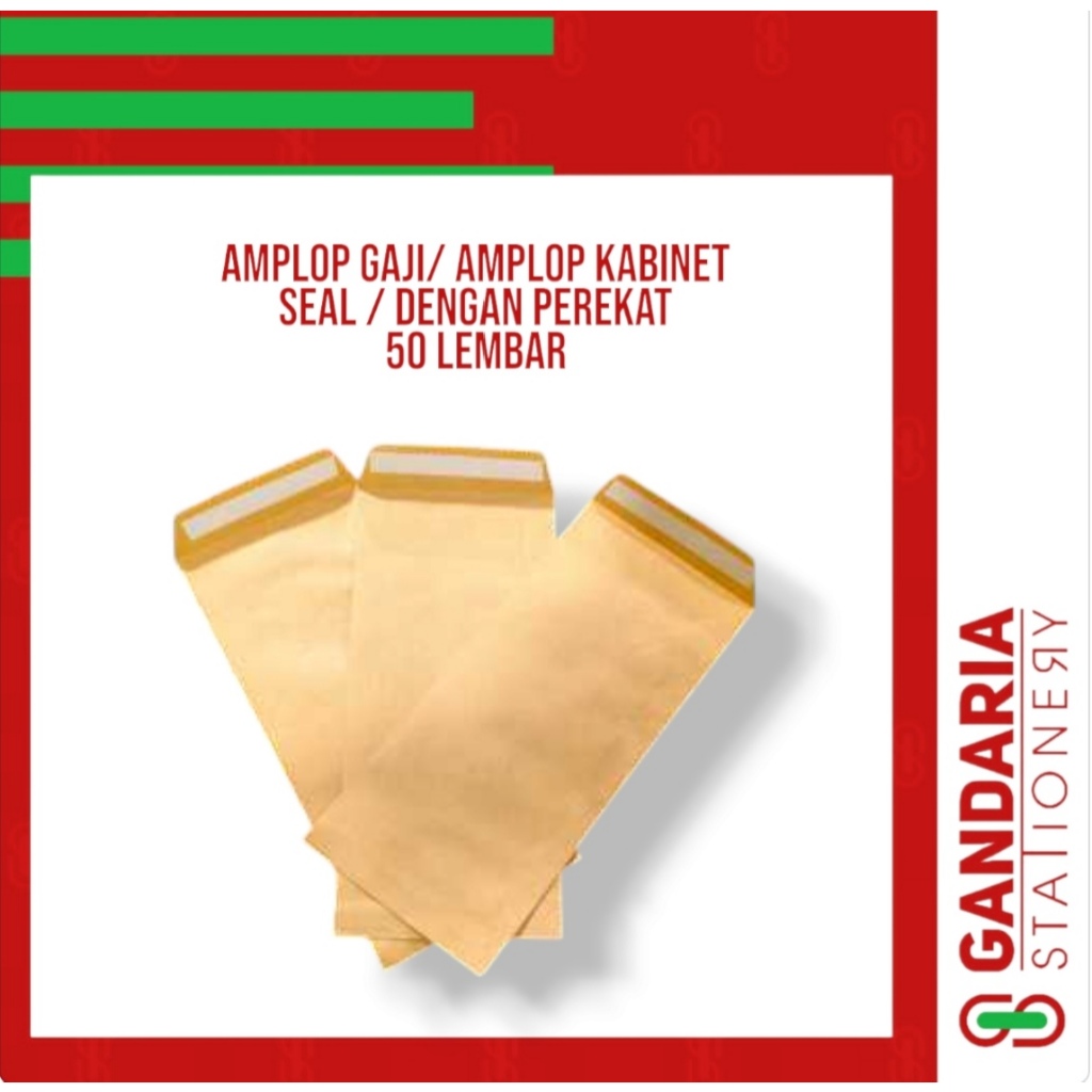 

Amplop Uang / Gaji / Amplop Coklat Kabinet Seal - 1 pak (50 lembar)