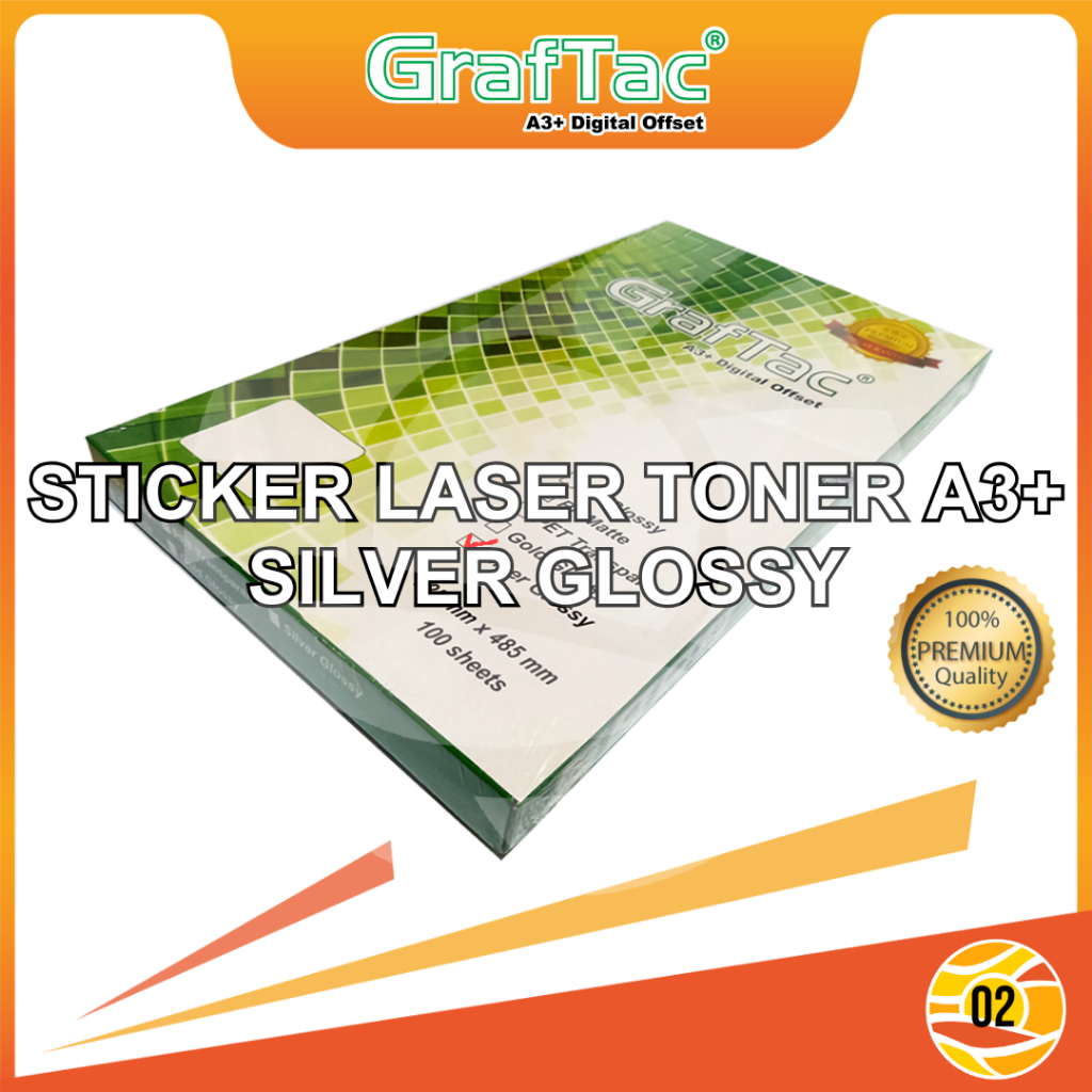 

Graftac Sticker Vinyl Silver Gold Stiker Digital Print Laser Anti Air Tidak Mudah Sobek A3+ Repack50