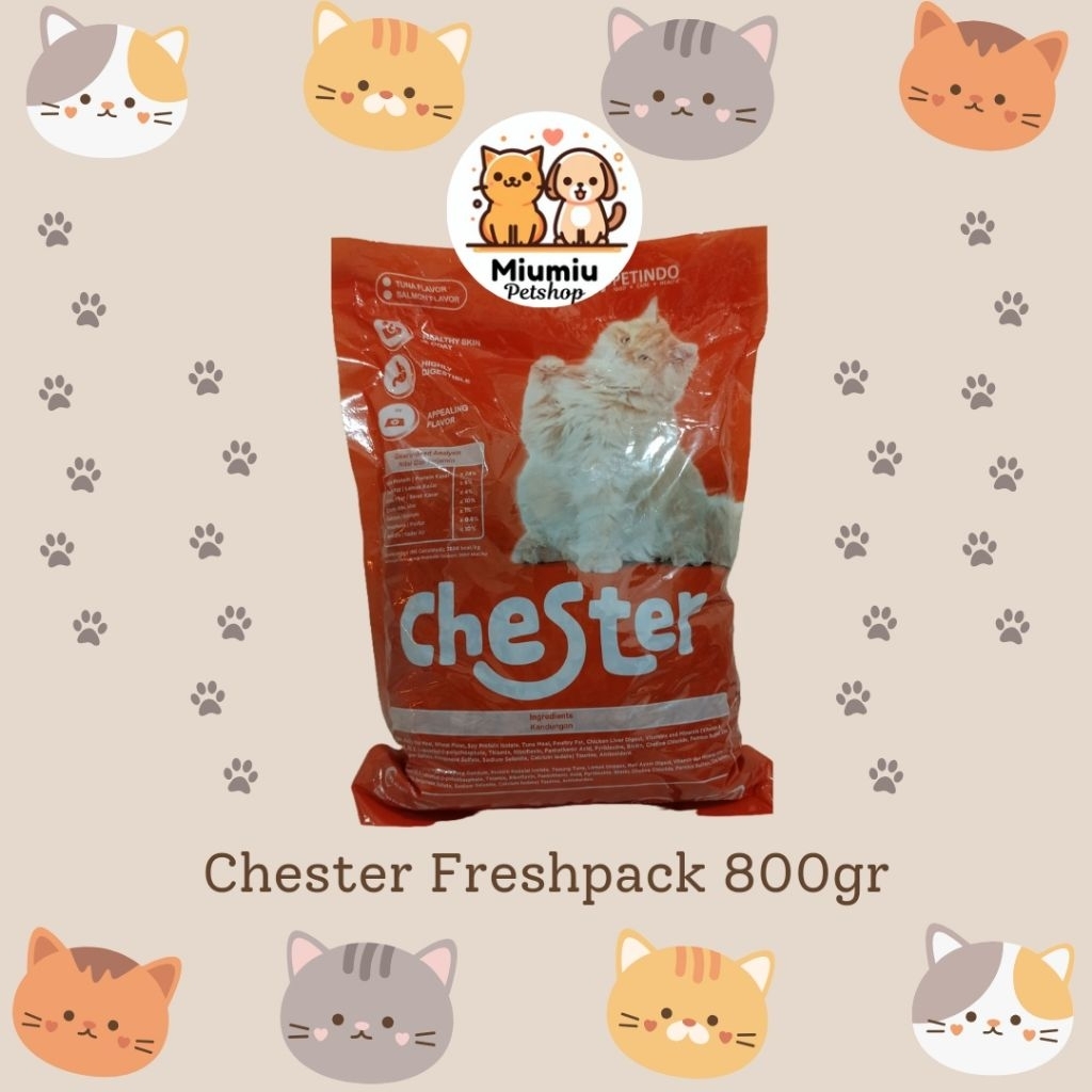 Chester makanan kucing kering chester tuna dry cat food adult pelet kering 800gr
