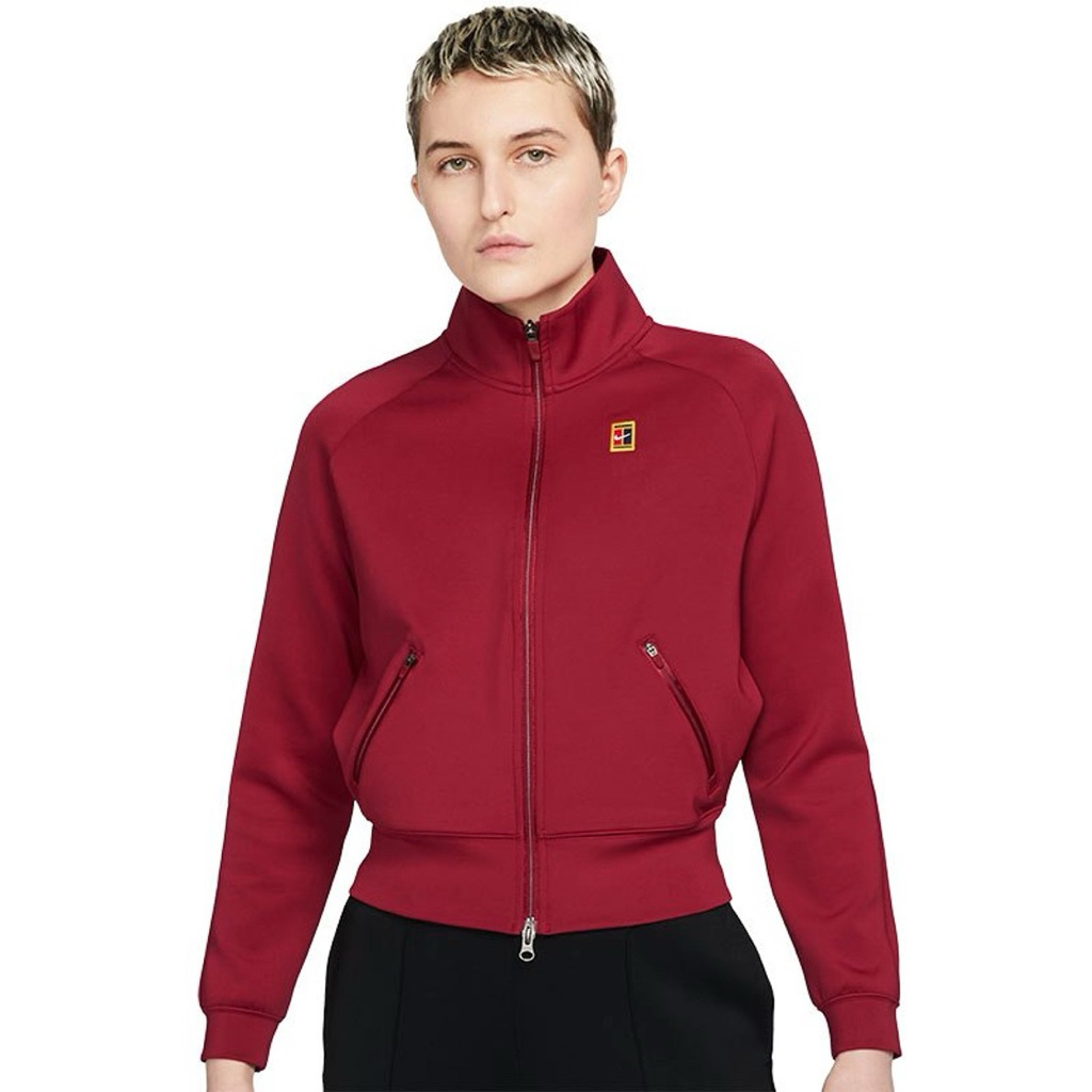 Nike Court Heritage Full Zip Jacket in Pomegranate Size S Size M - Jaket Tenis Wanita Tennis Jacket 