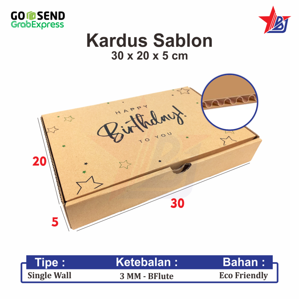 

Kotak Kado Happy Birthday uk. 30x20x5 cm/Gift Box/Hampers/Kardus Sablon/Corrugated Packaging Die Cut