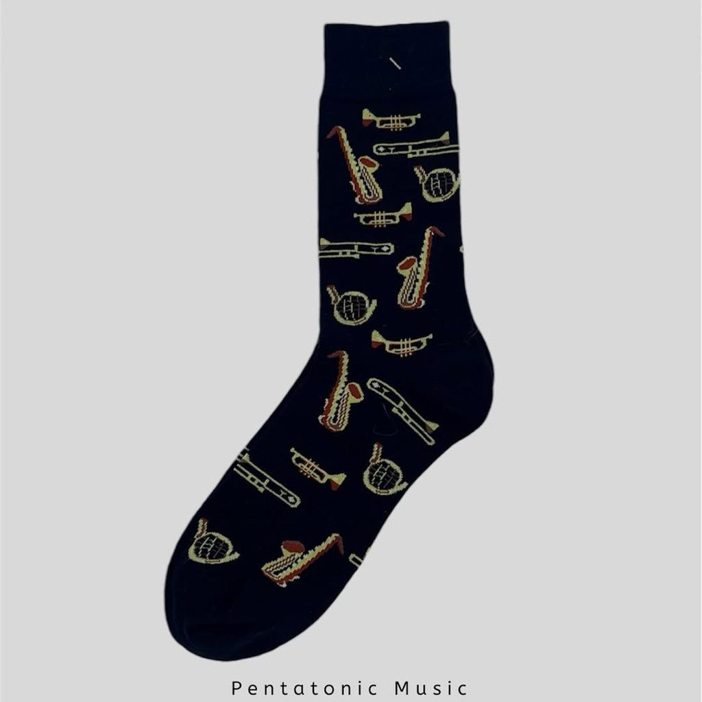 Brass Section Socks Kaos Kaki Alat Musik Saxophone Trumpet Horn Trombone Pentatonic Music