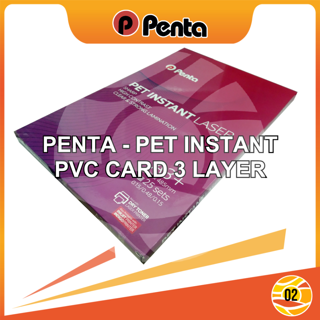 

PENTA PET Instant PVC ID Card Digital Print Laser Toner HP Indigo Inkjet A3+ ID Card 3 Layers 0,78 mm Pack 25 Set - Instant/Sameday