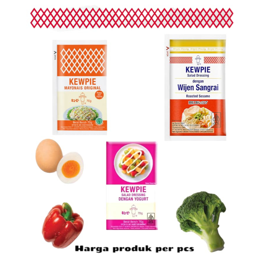 

Kewpie Original Salad Dressing 70g/Kewpie Wijen Sangrai Roasted Sesame 50g/Kewpie Salad Dressing Dengan Yogurt 70g ( 1PCS )