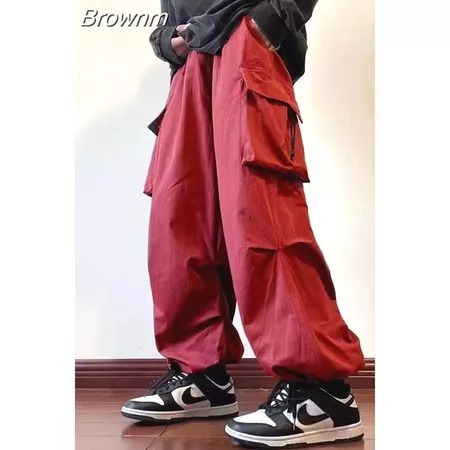 Cargo Celana Korean style kekinian pria wanita warna merah