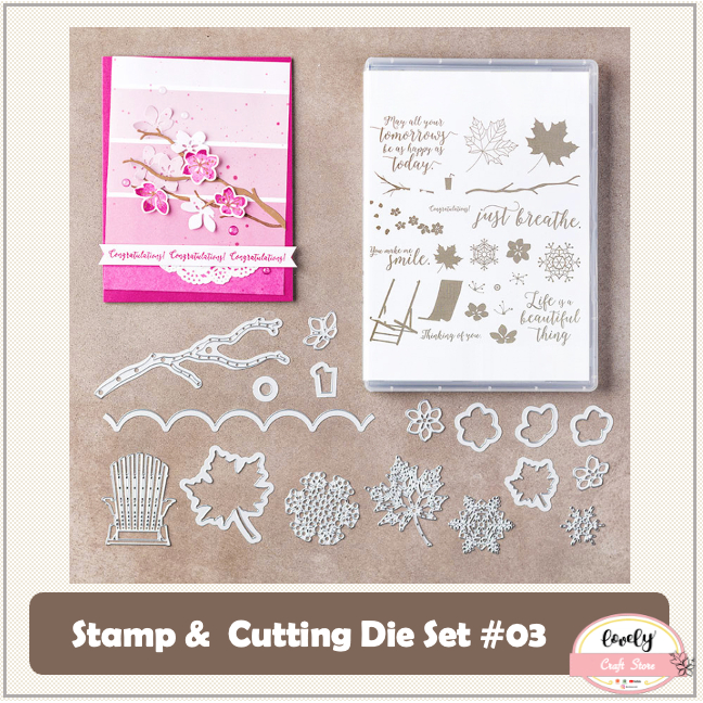 

LovelyCraftStore | Stamp+Dies Set D03 ~ Flowers, Sakura, Maple Leave, Branch for cards, etc diy project
