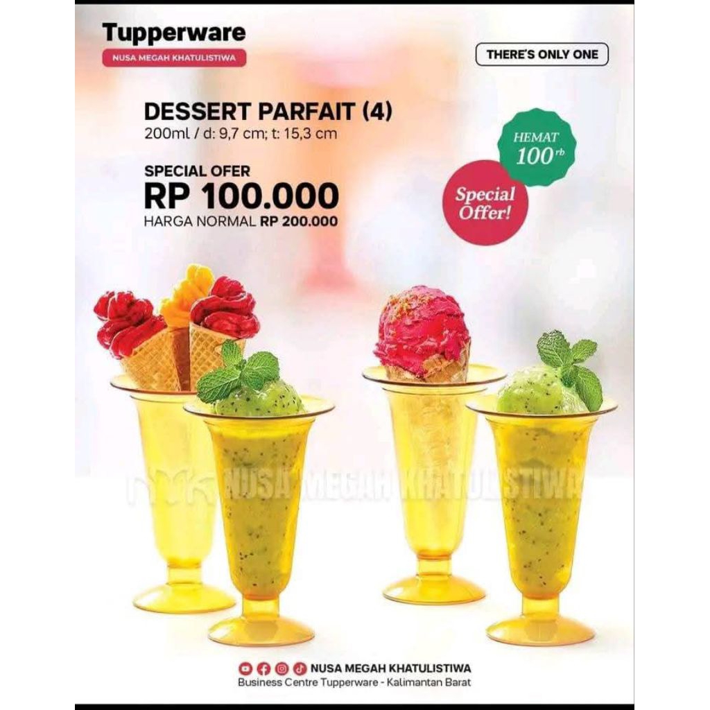 DESSERT PARFAIT TUPPERWARE (1) BARU ECER - GELAS TUPPERWARE - TUMBLER TUPPERWARE - GELAS ES KRIM - T