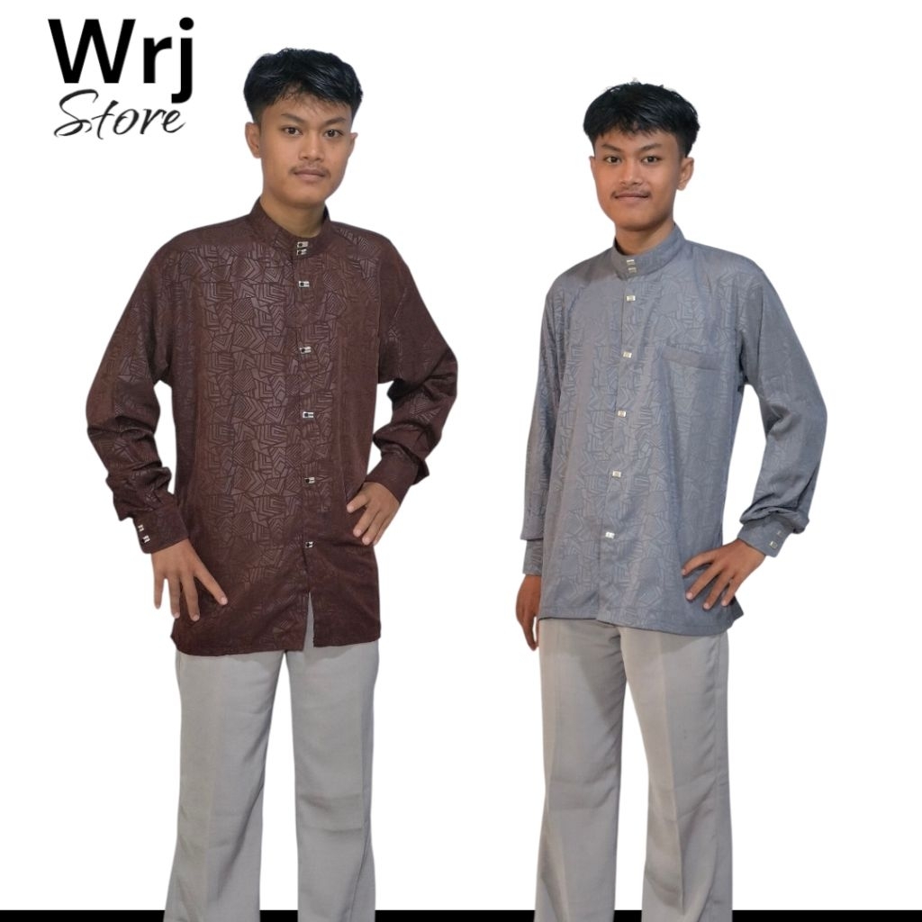 Baju Koko Sultan Kemeja Pria Kemko Terbaru 2025 Lengan Panjang Manset Kancing Jepret