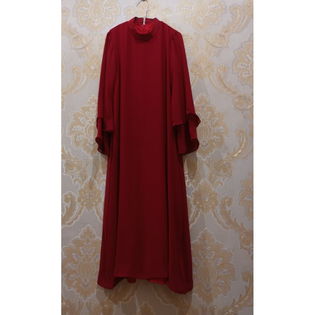gamis midi/ long tunik merah polos