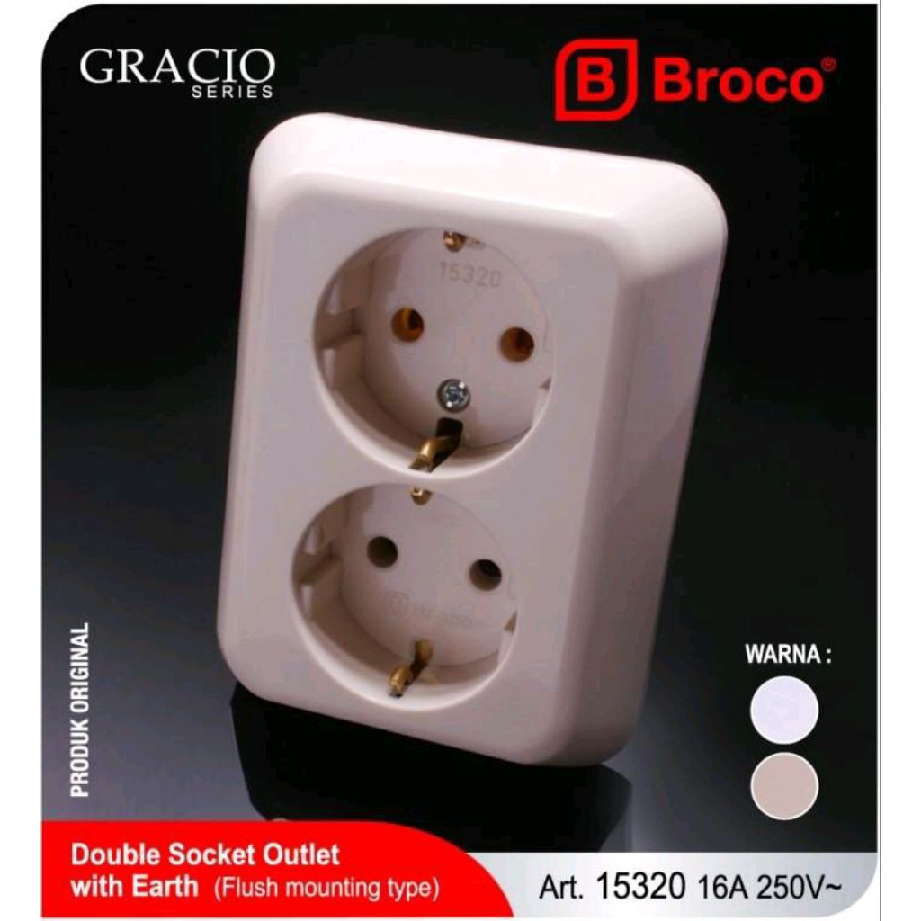 15320 Stop kontak 2 Gang IB/InBow Non CP Gracio Broco