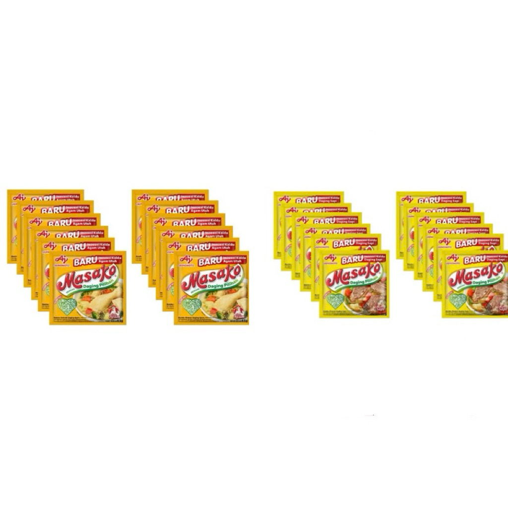 

Masako Kaldu Ayam & Kaldu Sapi Bubuk 1 renceng (12pcs) [Ajinomoto]