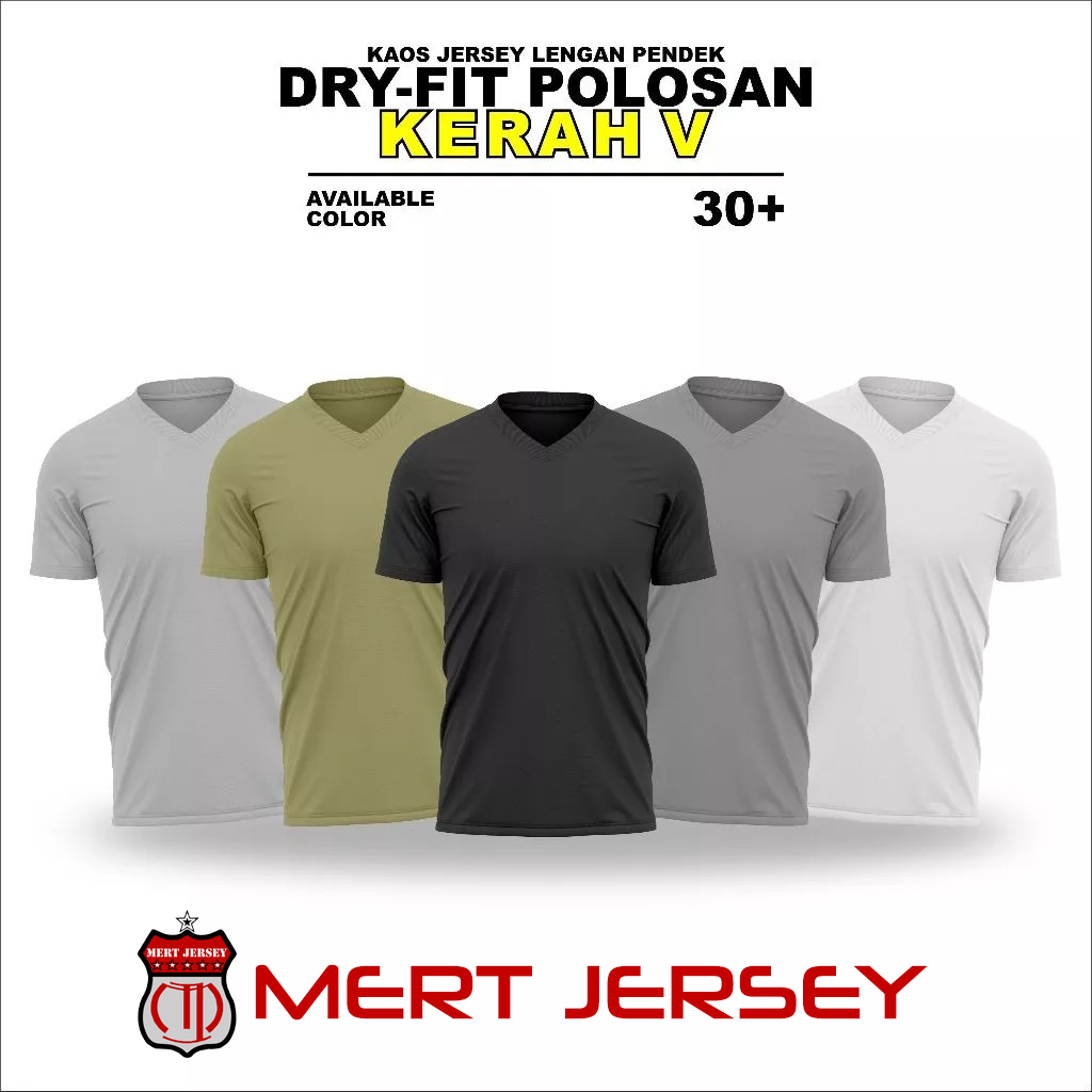 MERT JERSEY KAOS POLOS KERAH V DRIFIT OLAHRAGA RUNNING / KAOS OLAHRAGA DRIFIT