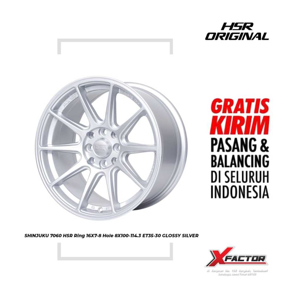 VELG MOBIL HSR R16 HSR SHINJUKU R16X8 H8X100-114,3 ET30 GLOSSY SILVER