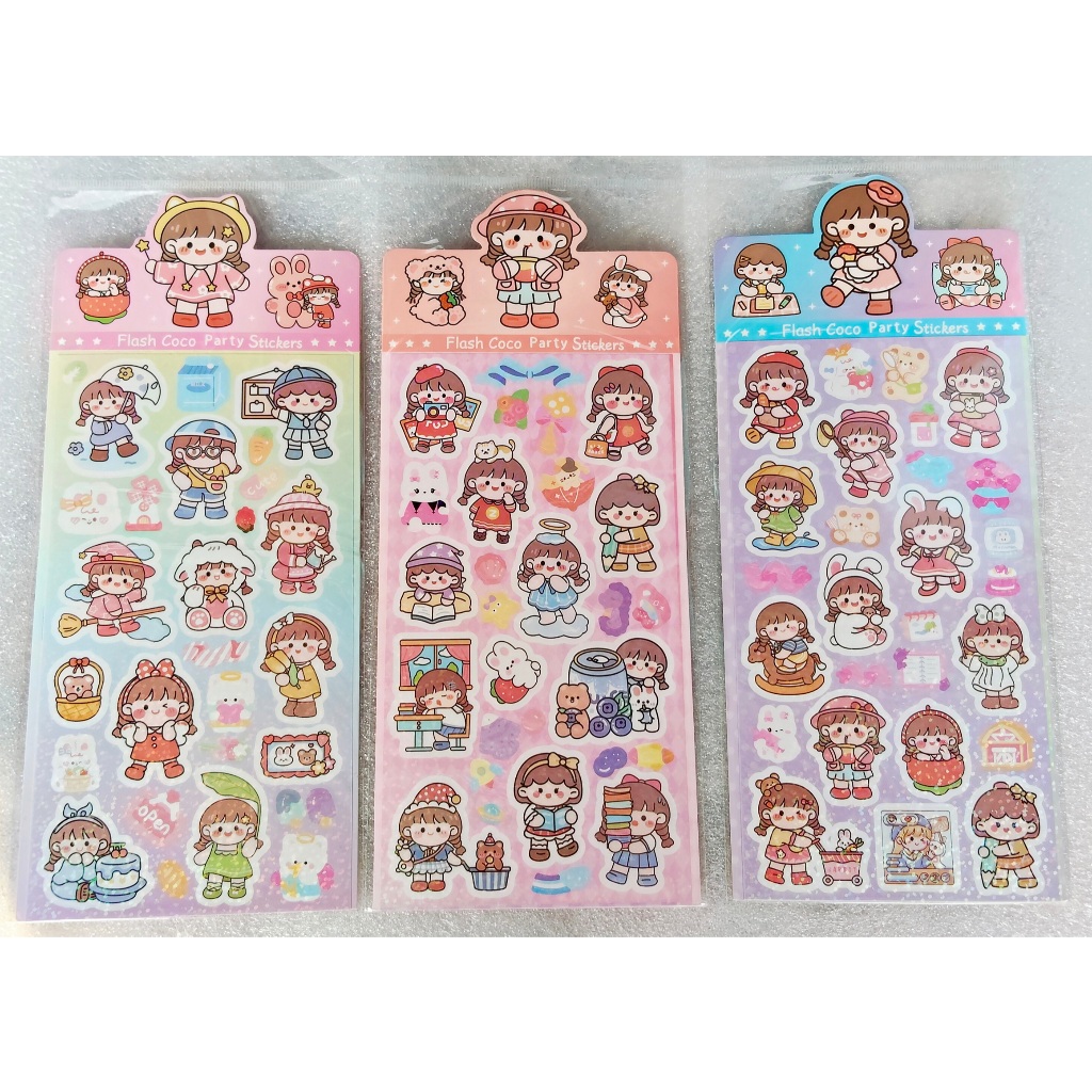 

(100pcs) Sticker Stiker Glitter Karakter Lucu Kuromi Melody Cinnamoroll Labubu Lotso