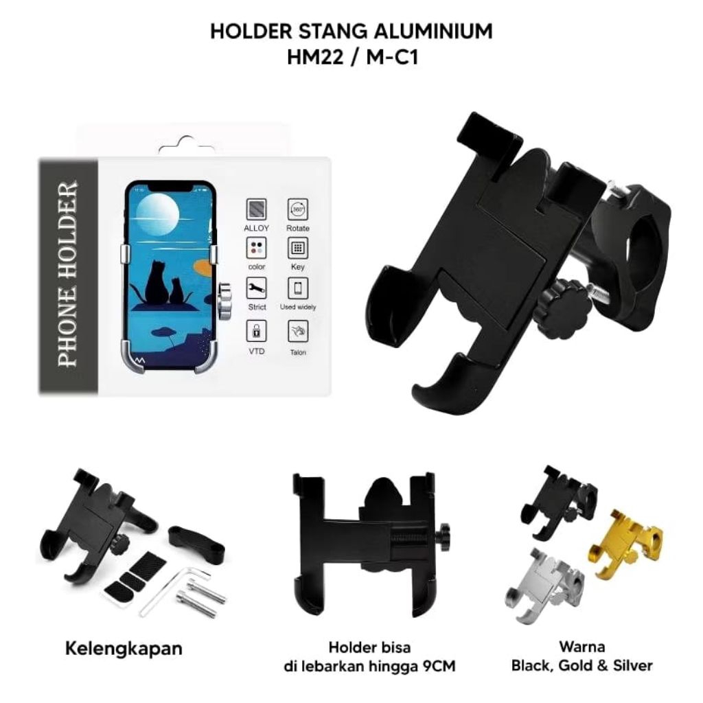 Holder Motor Besi HM20 SPION & STANG Phone Holder Besi Motor