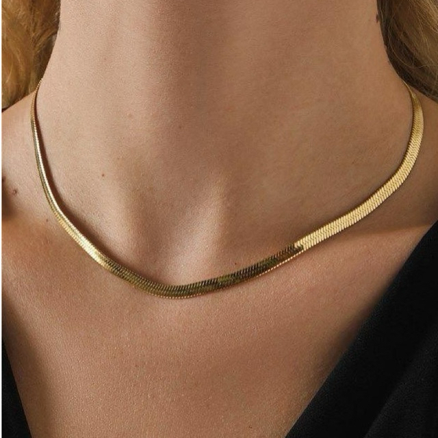 Kalung Titanium Pria Wanita Anti Karat bulat Pipih 45/50/60Cm